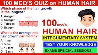 integumentary system mcqs on Human hair | integumentary system multiple choice questions #humanhair