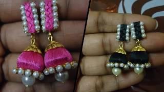 How to make silk thread earrings at home pearl earrings.