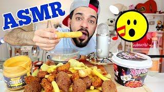 ASMR Crispy Fried Chicken, Kibbeh, Spicy Rice Cake - Crunchy Eating Sounds with Arabic Whispers