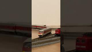 8 car Deutsche Bahn Intercity in N scale, pushed by br 120 123 #nscale  #modeltrains #deutschebahn
