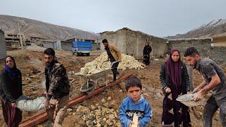 Building a Home: The Struggles of Ali and Farzane's Family on a Rainy Winter Day