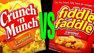 Crunch n Munch vs Fiddle Faddle Caramel Popcorn with Peanuts, FoodFights Taste and Review Challenge