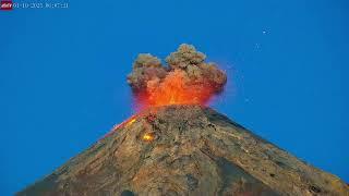 Jan 10, 2025: Beautiful Fuego Volcano Eruption at Dawn, Guatemala