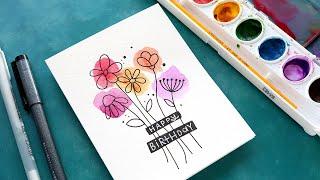 EASY DIY Watercolor Card - Budget Friendly Paints!