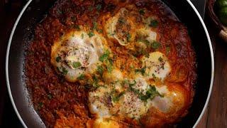 Desi & Spicy Shakshuka Recipe | Poached Eggs in Tomato Sauce | How To Make Indian Style Shakshuka