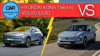 New Hyundai KONA Electric vs Volvo EX30 | 2024 | Detailed Comparison of Specs, Dimensions and Prices
