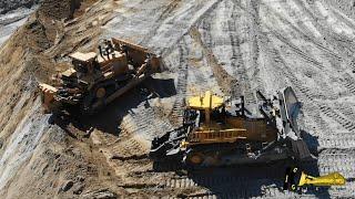 KOMATSU D475 and CATERPILLAR D11R BIG BULLDOZERS at work #komatsu #caterpillar #bulldozer #digger