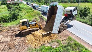 WOW! Incredible, Road Construction To Processing Filling up land huge, Bulldozer SHANTUI DH17C2