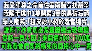 【靈珠16】我受師尊之命前往雲南賭石找翡翠，我隨手挑中1塊開價3萬的黑破石頭，眾人嘲笑:｢粗皮殼小裂紋還當塊寶｣，誰料竟切出紫羅蘭極品玻璃種，一群人圍上來開價700萬，可我看他們即將橫死的面相心中一驚