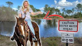 Riding MY HORSE On A DEEP WATER TRAIL RIDE! | HORSE SWIMMING