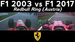 F1 2003 vs F1 2017 - Redbull Ring (Austria) - V10 vs V6
