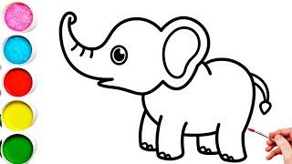 Cute Elephant Drawing, Painting & Coloring For Kids and Toddlers_ Kids Art