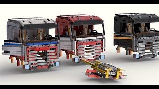 Lego technic MOC  V8 Scania RC bestuurd old skool Danisch style.