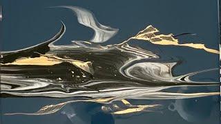 Mesmerizing Gold and Black Funnel Pour Art - Fluid Art