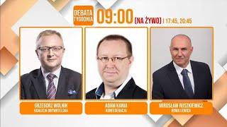 Debata Tygodnia w Telewizji TVT: G. Wolnik (KO), A. Kania (Konfederacja) i M. Ruszkiewicz (Lewica)