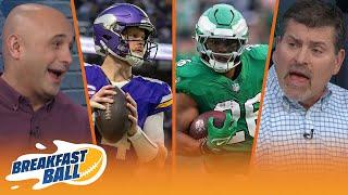 Saquon Barkley chases rushing record, Vikings the team to beat in the NFC? | NFL | BREAKFAST BALL