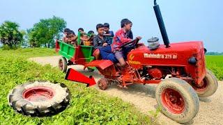 The wheels of our tractor came off and fell into the drain | Mini Mahindra Tractor | Tractor Video