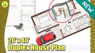 20×40 duplex house design, 3 bhk with car parking, 20 by 40 house plan, 20*40 home plan