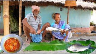 BIG SIZE KATOL FISH CURRY | catching and cooking big katol fish in river | tribal village cooking |