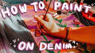 HOW TO PAINT ON DENIM / JEANS! (Custom With Acrylic & Fabric Paint) | Francesca Grace