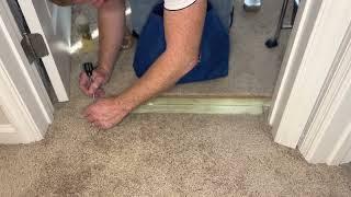 Unedited carpet repair: delaminated pet damage at doorway #asmr