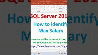 Max Salary in SQL