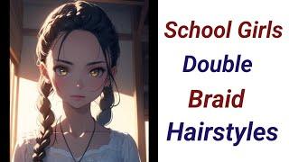 Simple & Easy Double Braid Hairstyles || For School Students Quick Hairstyle || For Students 