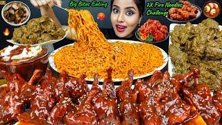 ASMR Eating Spicy Dragon Chicken,Samyang Fire Noodles,Liver Fry,Egg Manchurian ASMR Eating Mukbang