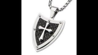 Tribal Hollywood Men's Passion Cross Shield Necklace - IPN807