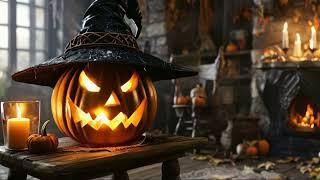 Relaxing Halloween Music & Ambience  Dark Piano & Cello Music Crackling Fireplace 