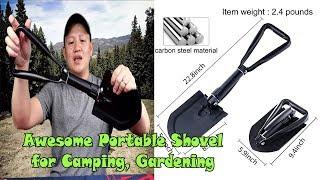 Best Portable Folding Shovel,Compact for Camping with Carry Pouch Unbox and Review