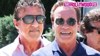 Arnold Schwarzenegger & Sylvester Stallone Argue With Kids Begging For Money While Leaving Lunch