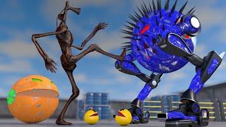 Robot Pacman & Siren Head vs Walking Spiny Robot Monster