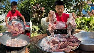 Amazing cooking skills: Yummy pork intestine cooking - Country food cooking