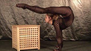 Circus girl contortion routines. Handstand training. Stretching for flexibility.