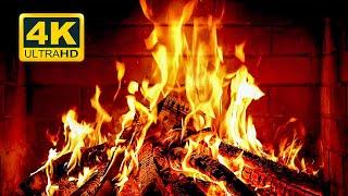  Cozy Fireplace 4K (12 HOURS). Fireplace with Crackling Fire Sounds. Fireplace Burning 4K