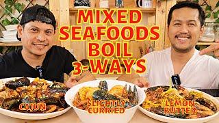 Mixed Seafoods Boil in 3 Ways | Cajun Sauce | Slightly Curried Sauce | Lemon Butter Sauce