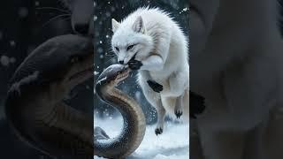 White Snow Fox vs Venomous Snake – A Fight for Survival in the Frozen Wild #snowfox ##wolf #cute