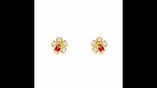 Pendientes para Niña Flor mariquita esmalte (T1818P)