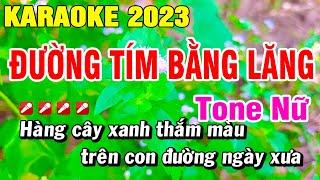 Karaoke Đường Tím Bằng Lăng Tông Nữ Nhạc Sống | Hoài Phong Organ