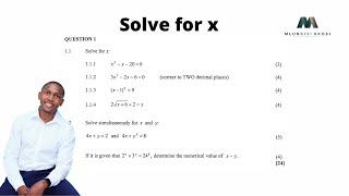 Grade 12 Mathematics | Past Exam Questions | May/June 2021