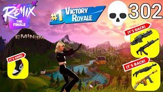 302 Elimination Solo Vs Squads "Zero Build" Gameplay Wins (Fortnite Remix chapter 2 PC)