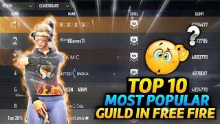 Top 10 Most Popular Guild In India | Free Fire Most Popular Guild In India