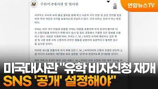 미국대사관 "유학 비자신청 재개…SNS '공개' 설정해야" / 연합뉴스TV (YonhapnewsTV)