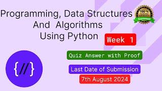 NPTEL: Programming , Data Structures and Algorithms Using Python Week 1 Quiz answer with proof(100%)