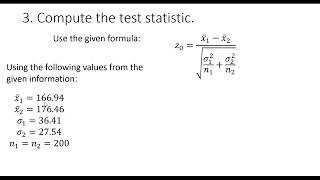 Complete a hypothesis test for two means with population stnd dev known - critical value approach