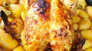 دجاج محمر بتدبيلة بزااااااف بنينة وساهلة poulet rôti avec les pommes de terre 