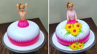 Pink Whaite Doll Cake | Most Beautiful Flawars Doll Cake Design | New Barbie Doll Cake Design