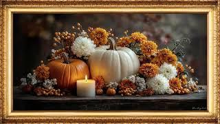 Autumn Pumpkin Floral Art Halloween 4k | Slideshow | Art Framed Screensaver | Art for Your TV