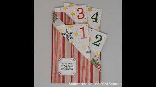 Adventskalender als Vierfach-Einsteckkarte mit Materialien von Stampin' Up!®  DP oderFarbkarton-Duo